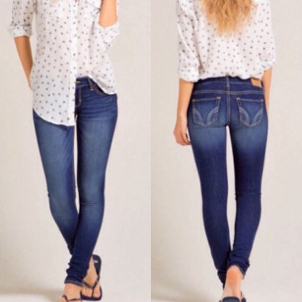 HOLLISTER SIZE 1L SUPER SKINNY DARK WASH JEANS
